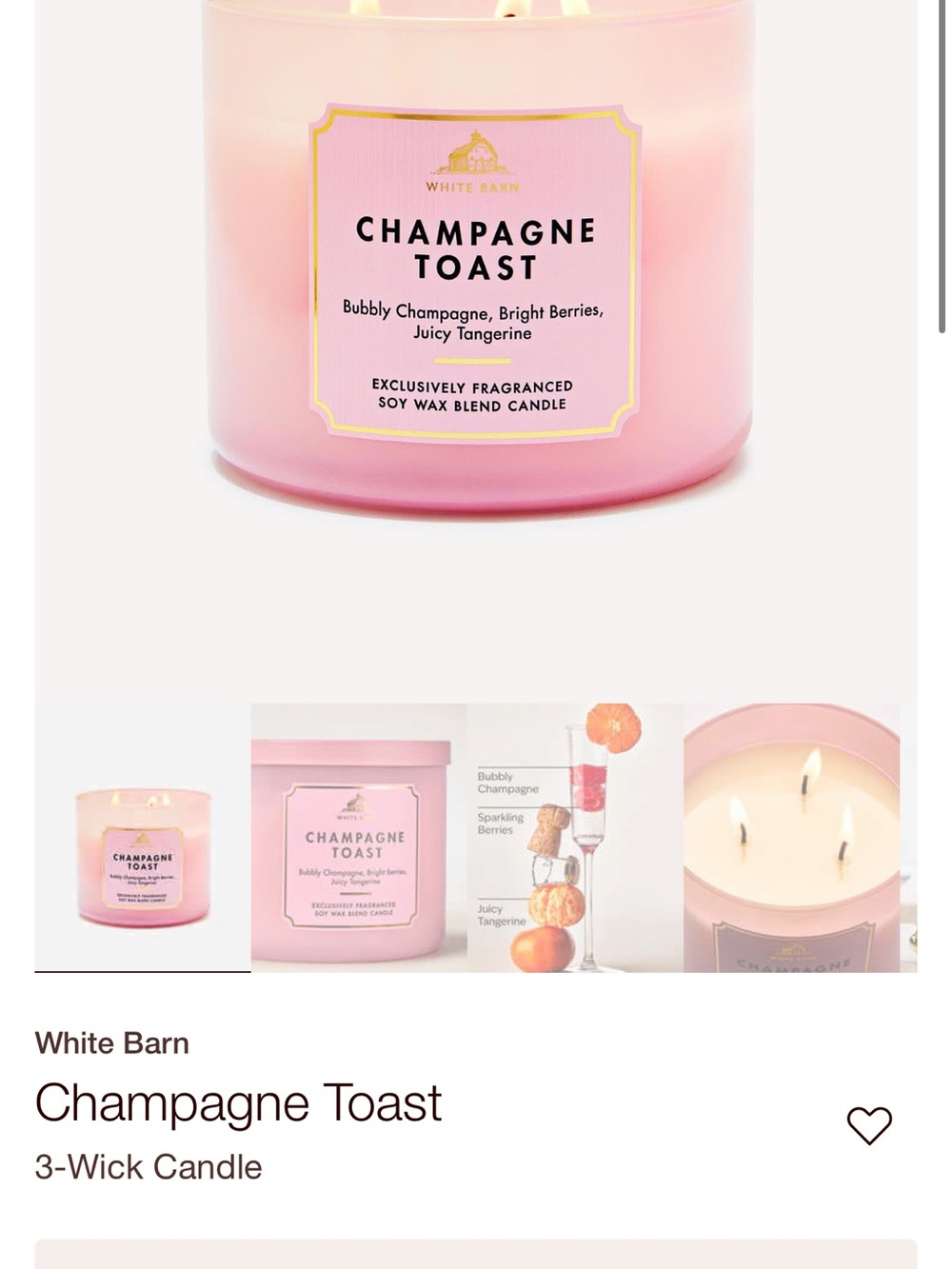 White Barn Champagne Toast 3-Wick Candle - Pink (5 pcs)
